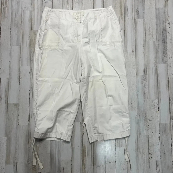 Talbots Petites Women's 8P Heritage Beige High Waist Drawstring Hem‎ Capri Pants - Picture 1 of 4